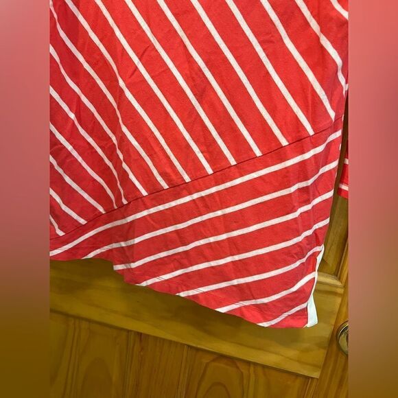 Nautica size L coral and white striped blouse with rope accent - Picture 4 of 9